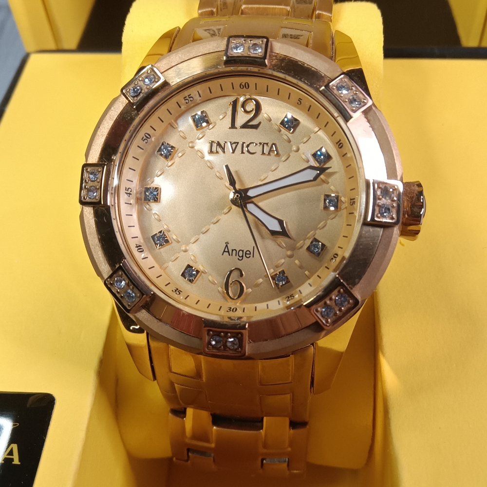 Invicta Gold Watch with Crystal Accents